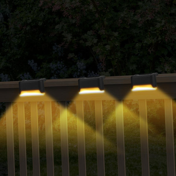4 Pack Solar Powered LED Step Lights Outdoor Waterproof Dusk To Dawn Sensors