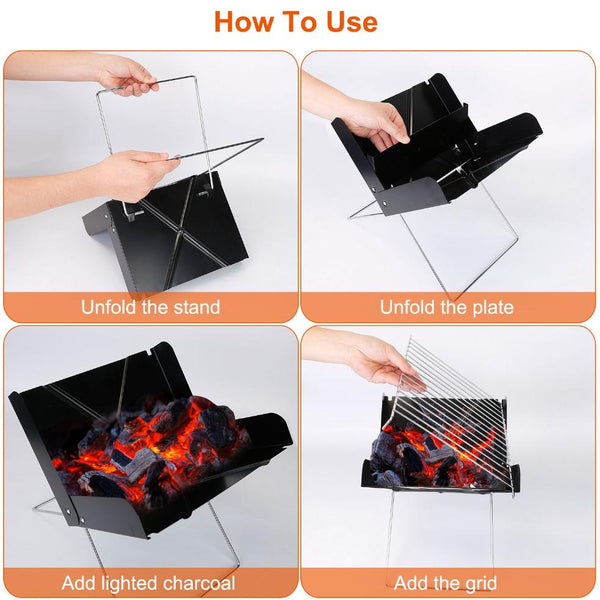 Foldable BBQ Grill Charcoal Barbecue Portable X Grill Tabletop Outdoor Smoker BBQ for Camping Picnic Outdoor Party