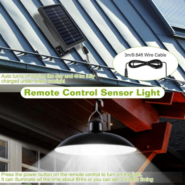 Solar Shed Light Pendant Lamp Dimmable Auto Off Sensor Hanging Lamp Patio Balcony