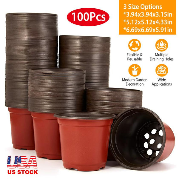 100Pcs Plastic Plant Nursery Pots Garden Seedlings Flower Container Seed Starting Pots 100mm 3.94in
