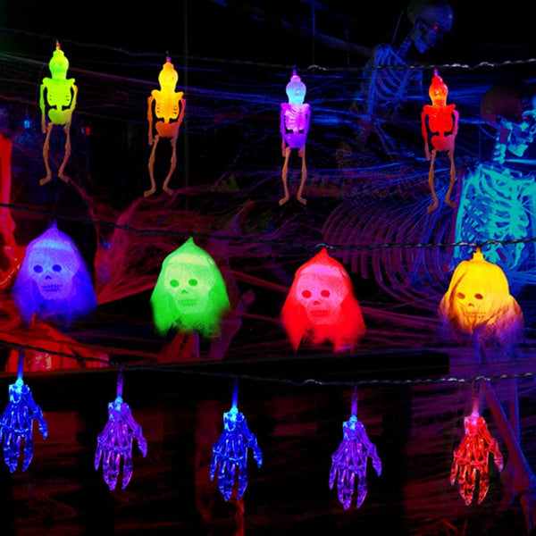 3Pcs String Lights Halloween Light Decorations 24ft Halloween Colorful 3D Skeleton Ghost