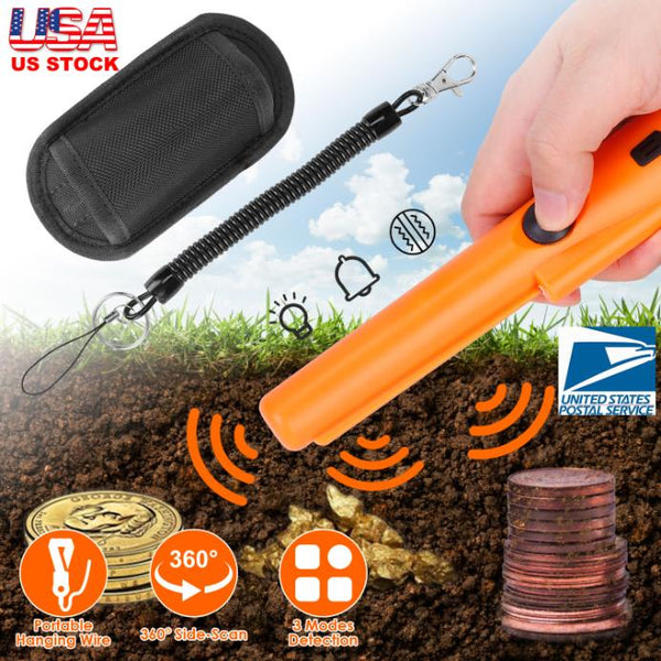 Handheld Metal Detector Pin Pointer Probe Wand Sensitive w/ Holster & LED Light