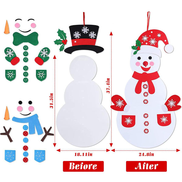 Felt Christmas Snowman Set DIY Hanging Decoration Kit 54Pcs Detachable Ornaments