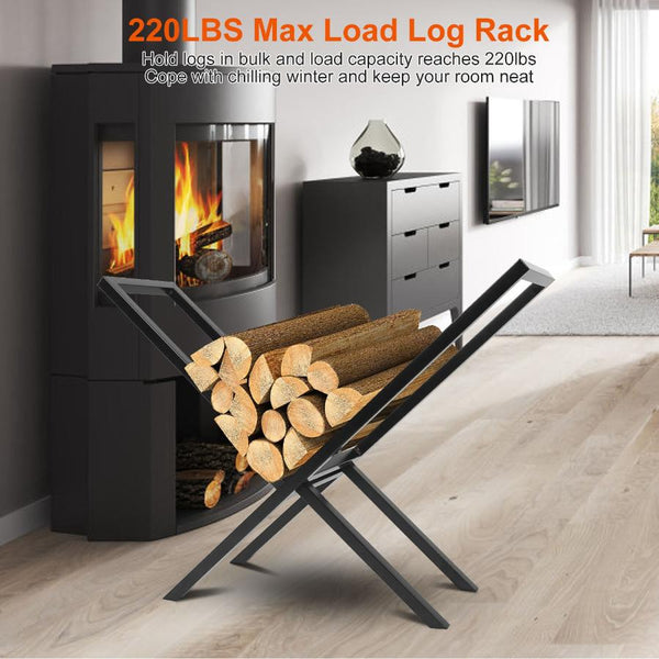 Firewood Log Rack 220LBS Steel Wood Lumber Storage Stacking X Shape Holder