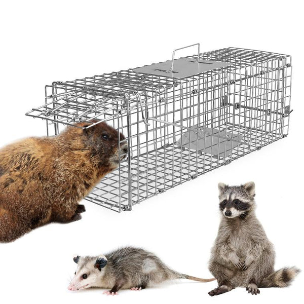 Humane Trap Cage Catch Release Live Small Animal Rodent Cage Collapsible Metal Wire