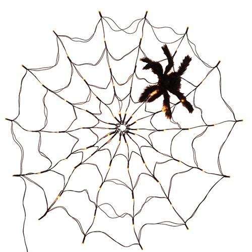 3 FT Spider Web Light Hairy Spider LED Battery Powered Remote Control 8 Lighting Modes