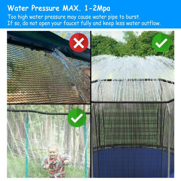 Kids Trampoline Sprinkler Outdoor Water Park Sprinkler for Kids Outdoor Water Game Toys for Backyard Boys Girls Summer Fun (39ft)