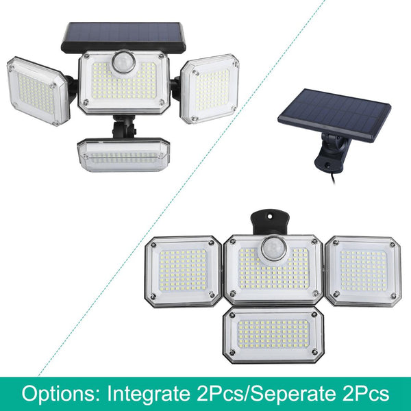 2 Pack Solar Powered Wall Lights IP44 Waterproof Motion Sensor Lamps Separate Solar Panel