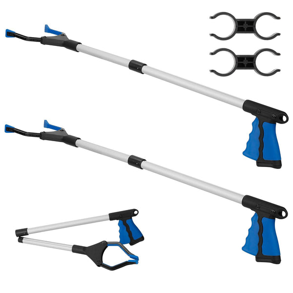 2 Pack 31.5” Folding Grabber Pick up Reaching Tool Hand Grip Heavy Duty Aid Trash Stick Litter Picker