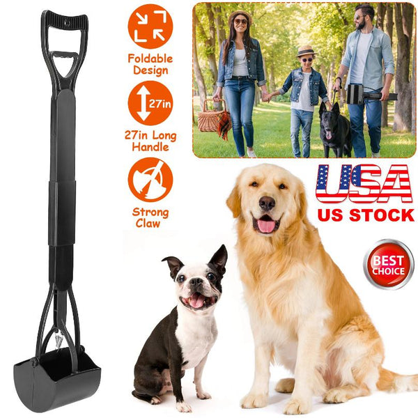 Pet Pooper Scooper Foldable Long Handle Dog Poop Waste Pick Up Rake Grabber Arm