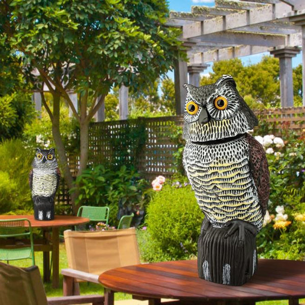 Lifelike Owl Decoy with 360 Degree Rotatable Head Scare Bird Squirrel Away Pest Repellent Bird Deterrent Outdoor Garden Yard Protector