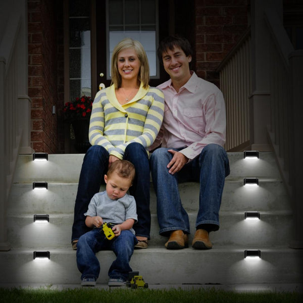 4 Pack Solar LED Step Lights Outdoor Dusk To Dawn Sensors Fence Lamps Stairs Yard Railing