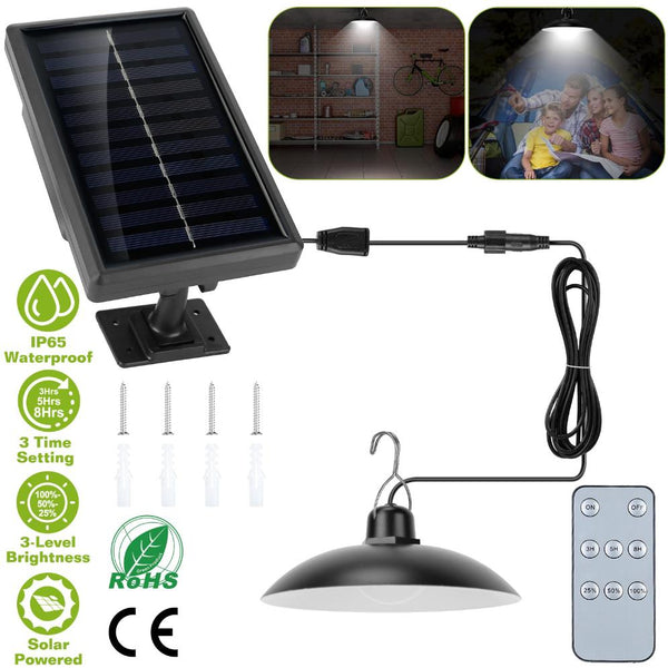 Solar Shed Light Pendant Lamp Dimmable Auto Off Sensor Hanging Lamp Patio Balcony