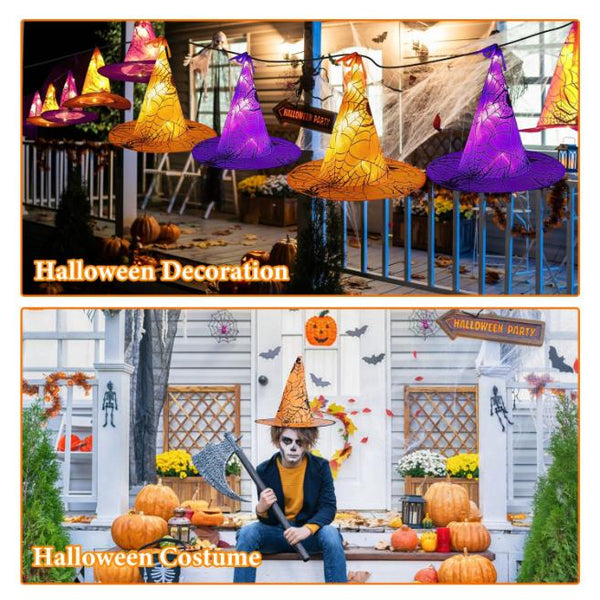 8 Pack Witch Hat Hanging String LED Light Glowing Halloween Decoration 8 Lighting Modes