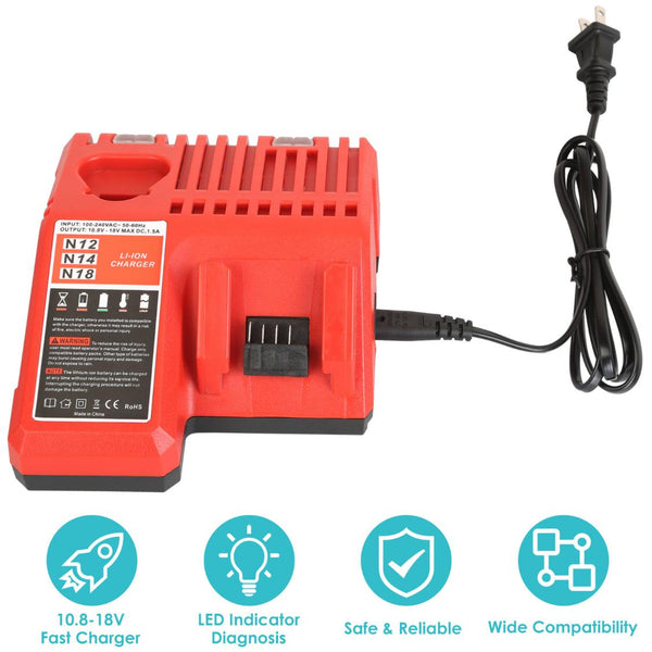 M12 M18 Rapid Fast Charger Fit for Milwaukee 10.8-18V Battery