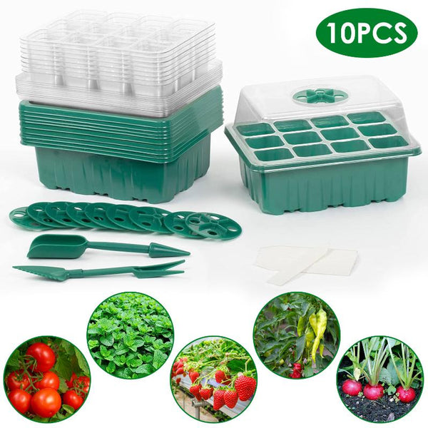 10Pcs Seed Starter Tray Kit Reusable Seeding Propagator Growing Germination Tray