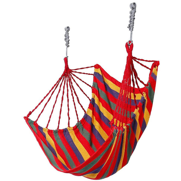 Hammock Hanging Chair Canvas Porch Patio Swing Seat Portable Camping Rope Seat w/ 2Pillows440LBS Limit