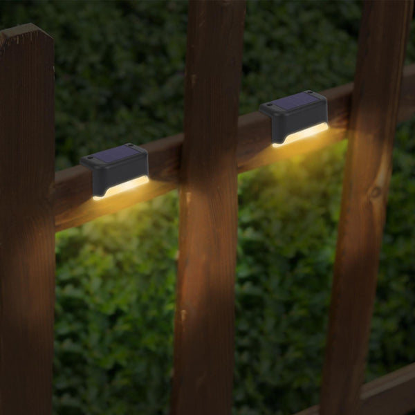4 Pack Solar Powered LED Step Lights Outdoor Waterproof Dusk To Dawn Sensors