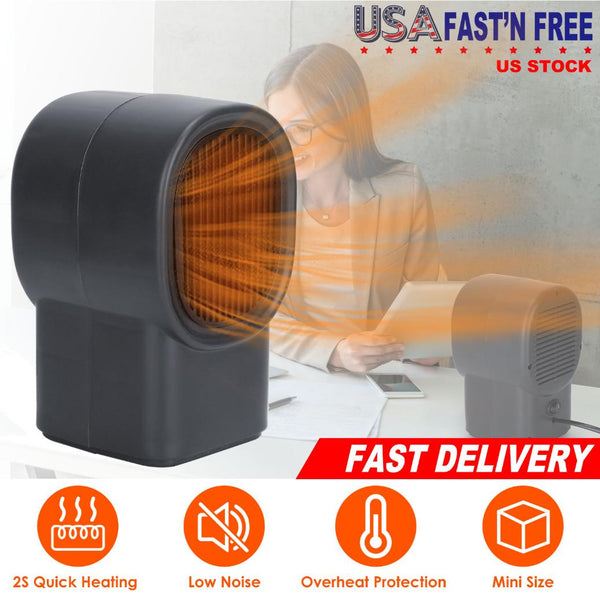 500W Portable Electric Space Heater Mini Fan Heater Personal Small Space Heater