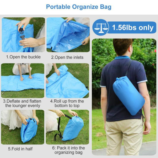 Inflatable Lounger Air Sofa Lazy Bed Sofa Portable Bag Water-Resistant Lake Beach Camping