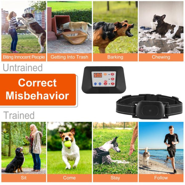 Dog Training Collar Wireless Fence Pet Beep Vibration Electric Shock Fence System 990FT Radius