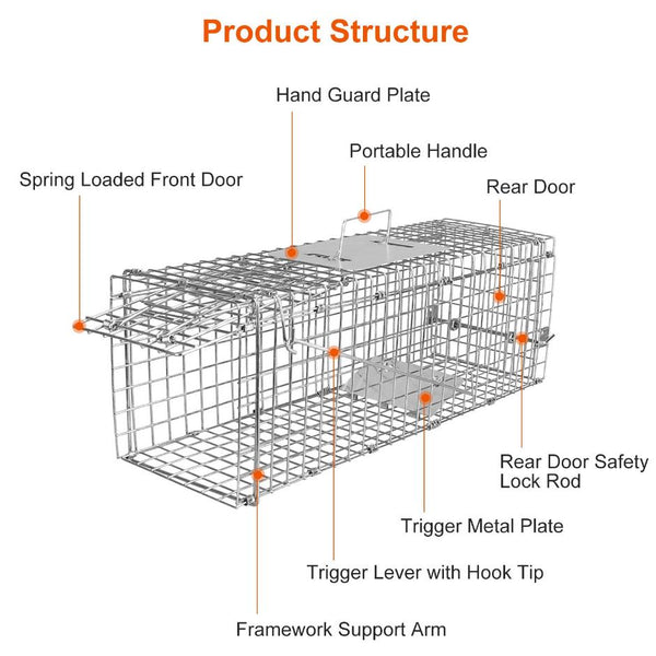 Humane Trap Cage Catch Release Live Small Animal Rodent Cage Collapsible Metal Wire