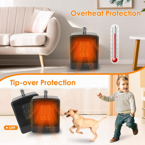 1000W Small Portable Electric Space Heater Personal Tip Over & Overheat Protection Adjustable Temp