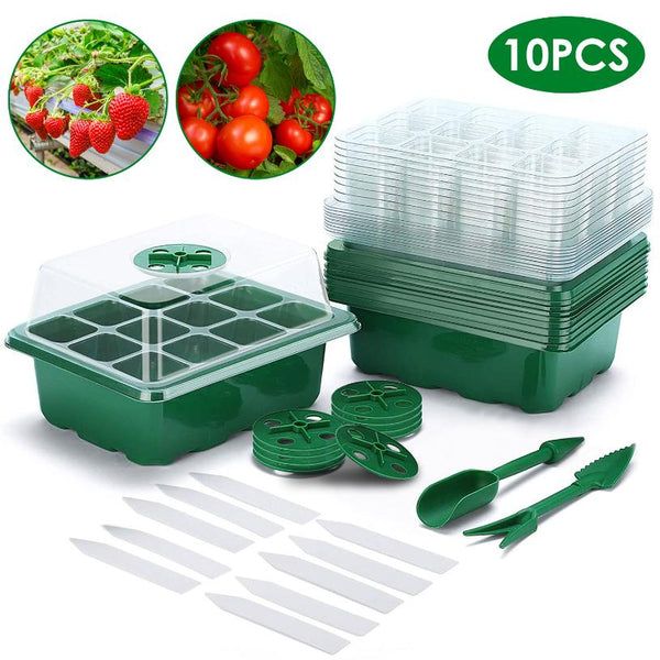 10Pcs Seed Starter Tray Kit Reusable Seeding Propagator Growing Germination Tray