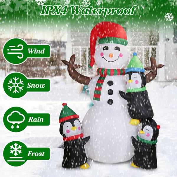 5.9FT Christmas Inflatable Outdoor Decoration Snowman Penguin Blow Up Yard Decoration