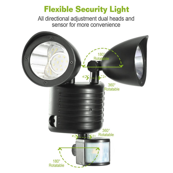 Outdoor Entryway Security Light Motion Sensor 360° Rotatable Dual Heads Solar Wall Light