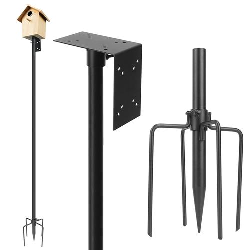 Bird House Pole Kit Stand Stake Adjustable Height Bird Feeder Lawn Mount Perch