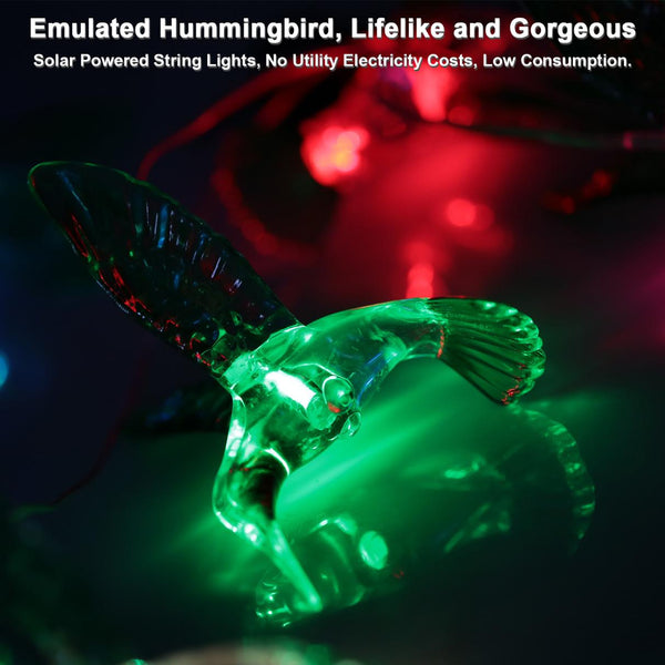 LED Solar Hummingbird Wind Chime Solar String Lights Color-Changing Decorative Lighting
