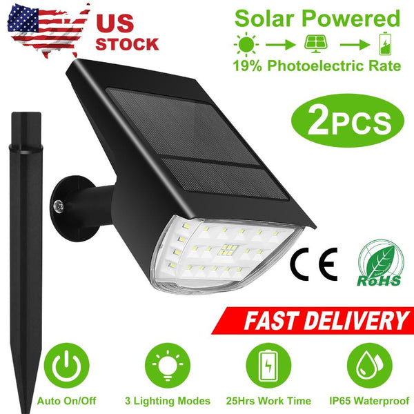 Solar Landscape Spotlights Waterproof Lights Auto On/Off Solar Powered Security Wall Lights