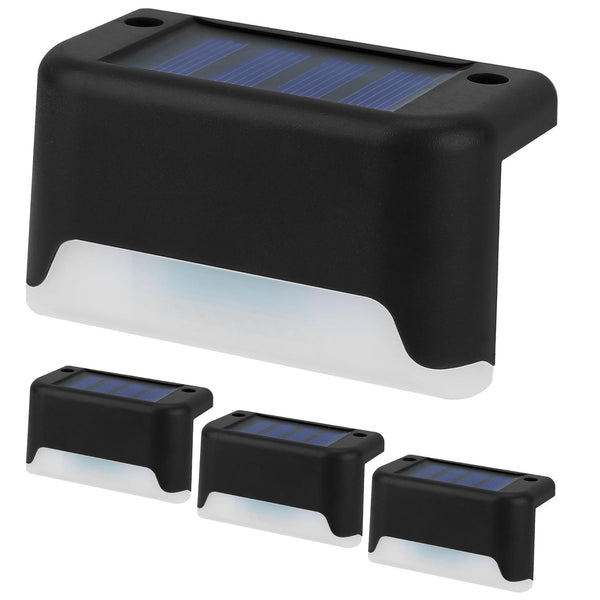 4 Pack Solar Powered LED Step Lights Outdoor Waterproof Dusk To Dawn Sensors