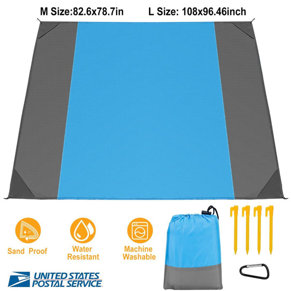 Sand Proof Picnic Blanket Water Resistant Camping Beach Mat 4 Anchors 2-3 People
