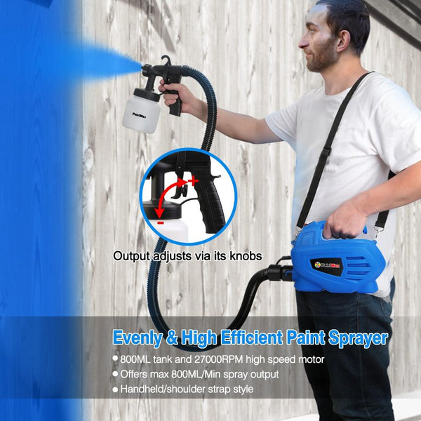 800ML Paint Spray Painter 650W Paint Sprayer Machine 800ML/Min Output HVLP Oil Primer Water Sprayer w/ 3 Spraying Patterns Motor Strap Detachable Cont