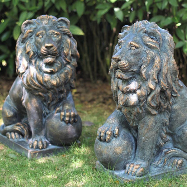Set of 2 Lion Sentry Door Guard Statues