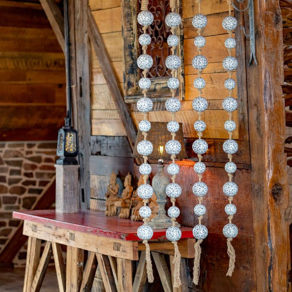 Porcelain Tsugo Ball Garland Manila Rope Ceramic Ball Hanging Decorations