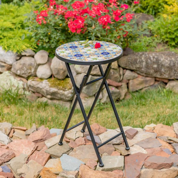 "Bar Harbor" Three Piece Mosaic Bistro Set - Blue, Green & Peach