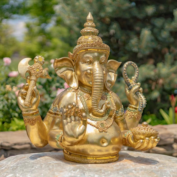Ornate Metallic Gold Polyresin Ganesh Statue 25.2" Tall
