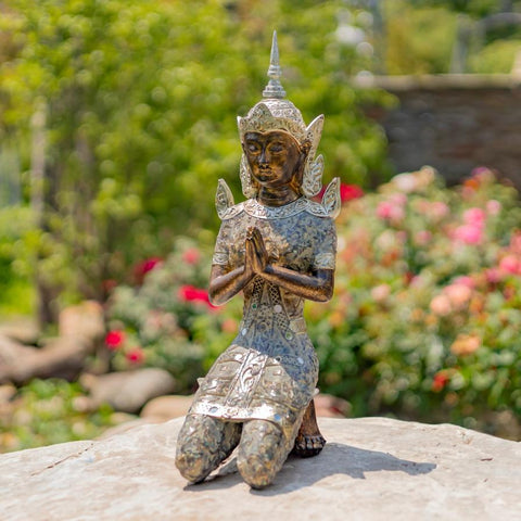 Thai Buddha Kneeling in Prayer 17.3" Tall Polyresin