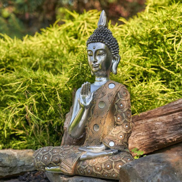 16" Tall Polyresin Preaching Tibetan Buddha in the Vitarka Mudra