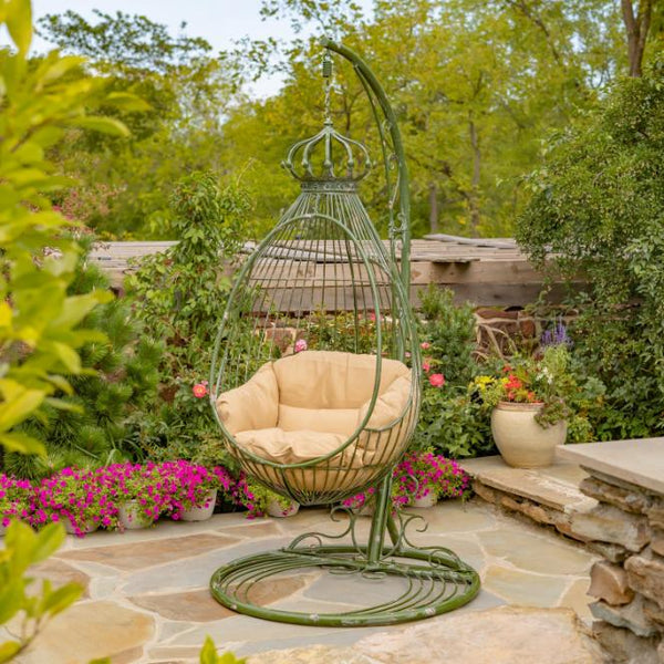 89" Tall One-Person Hanging Metal Egg Chair Hammock with Stand