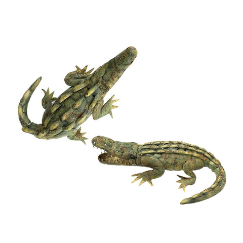 Set of 2 Metal Alligator Garden Decorations "Cypress & Blackwater"