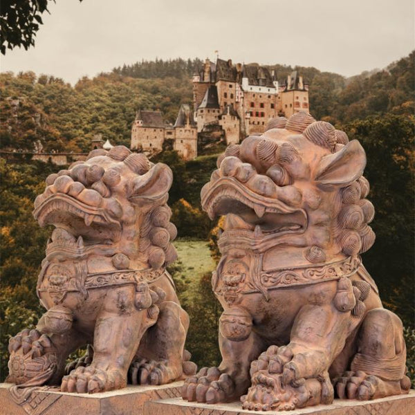 Set of 2 Magnesium Foo Dog Statues "Gan & An" 34" Tall