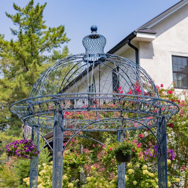 13ft. Tall Round Metal Garden Gazebo in Antique Blue "Zara"