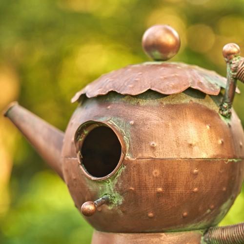 Antique Copper Teapot Kettle Watering Can Birdhouse Garden Stakes | 5 Designs!