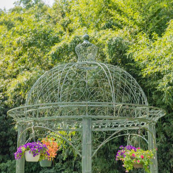 13ft. Tall Round Metal Garden Gazebo in Antique Blue "Zara"