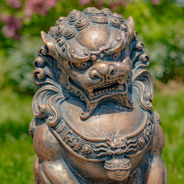 Magnesium Fu Dog Sentry Statues "Xiao & Yan" Set of 2 Small 16" Tall