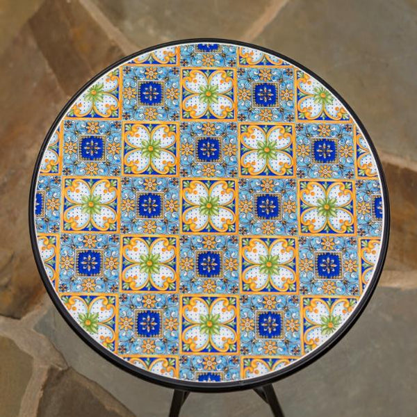 "Bar Harbor" Three Piece Mosaic Bistro Set - Blue, Green & Peach